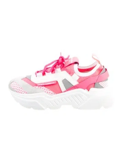 Pre-owned Dolce & Gabbana Mesh Colorblock Pattern Chunky Sneakers In Pink