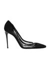Dolce & Gabbana Black Pumps With Mesh Detail And Logo Plaque In Black