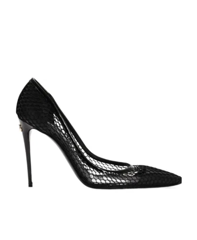 DOLCE & GABBANA DOLCE  GABBANA MESH DETAIL POINTED-TOE PUMPS