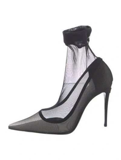Pre-owned Dolce & Gabbana Mesh Mesh Accents Boots In Black