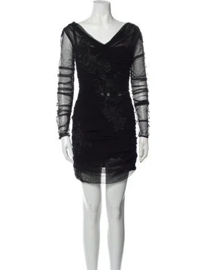 Pre-owned Dolce & Gabbana Mesh Mini Dress In Black