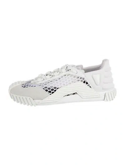 Pre-owned Dolce & Gabbana Mesh Patterned Sneakers In White