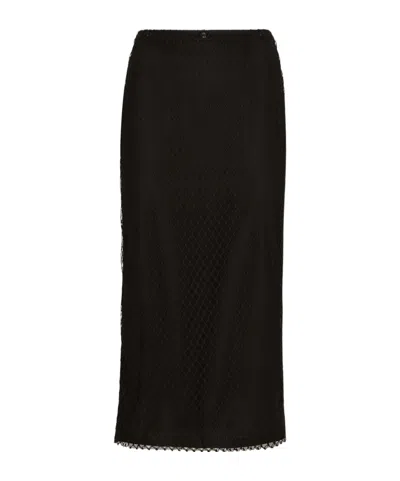 DOLCE & GABBANA DOLCE  GABBANA MESH CALF-LENGTH PENCIL SKIRT