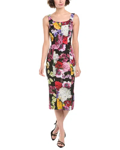 Dolce & Gabbana Mesh Sheath Midi Dress In Black