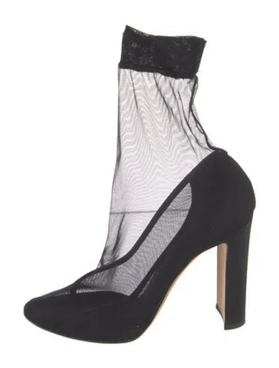 Pre-owned Dolce & Gabbana Mesh Sock Boots In Black