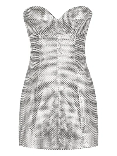 DOLCE & GABBANA MESH STRAPLESS MINI DRESS