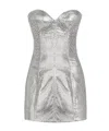 Dolce & Gabbana Mesh Strapless Mini Dress In Silver