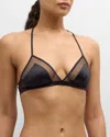 DOLCE & GABBANA MESH-TRIM SATIN TRIANGLE BRA