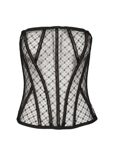 Dolce & Gabbana Mesh Tulle Bustier Tops Black