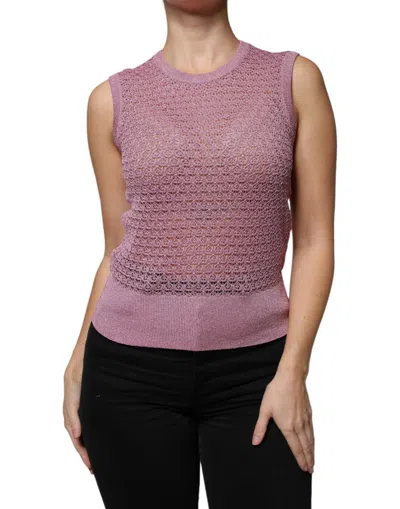 Dolce & Gabbana Mesh Viscose Tank Top In Purple