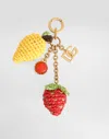 Dolce & Gabbana Metal And Rafia Keychain In Multicolor