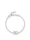Dolce & Gabbana Crystal Embellished Dg Logo Bracelet In Metallic