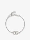 Dolce & Gabbana Crystal Embellished Dg Logo Bracelet In Silver