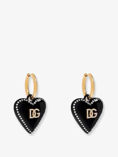 Dolce & Gabbana Metal Earrings With Rhinestones In Black