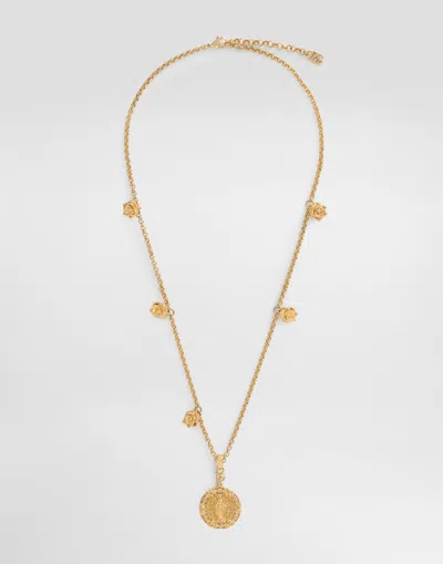 Dolce & Gabbana Metal Necklace With Logo In Gold