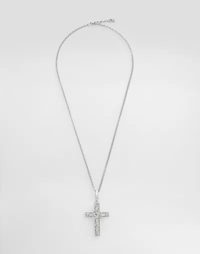 Dolce & Gabbana Metal Necklace With Logo In Silver