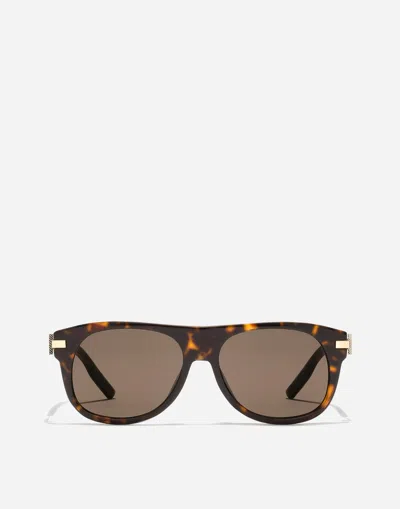 Dolce & Gabbana Metal Plaque Sunglasses In Orange