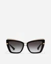Dolce & Gabbana Cat Eye Sunglasses With Grey Gradient Lenses In Black