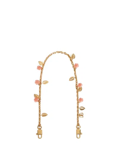 Dolce & Gabbana Metal Shoulder Strap With Roses In Gold