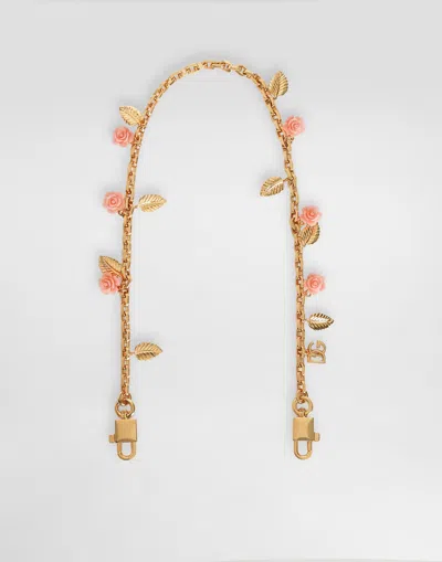 Dolce & Gabbana Metal Shoulder Strap With Roses In Gold