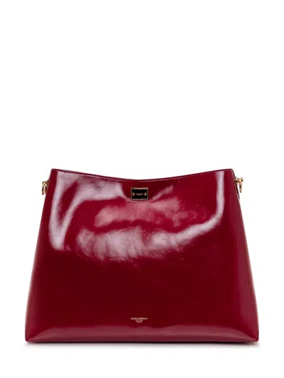 Dolce & Gabbana Metallic Accent Mini Shoulder Bag In Burgundy
