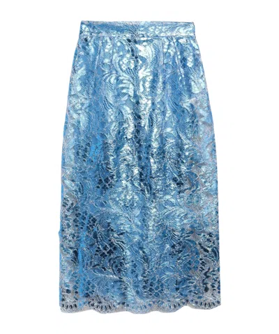 Dolce & Gabbana Metallic A-line Skirt In Blue