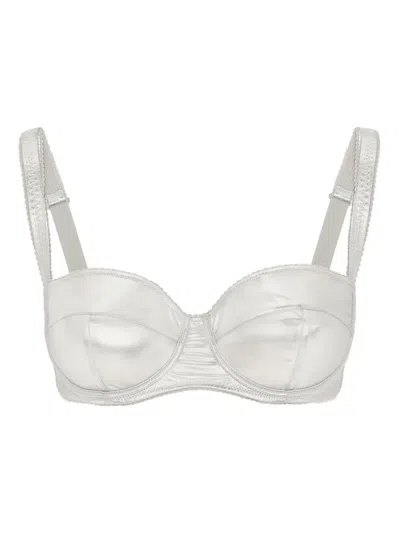 Dolce & Gabbana Metallic Balconette Bra In Silver