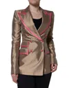 Shop Dolce & Gabbana Metallic Brown Double Breasted Blazer Jacket