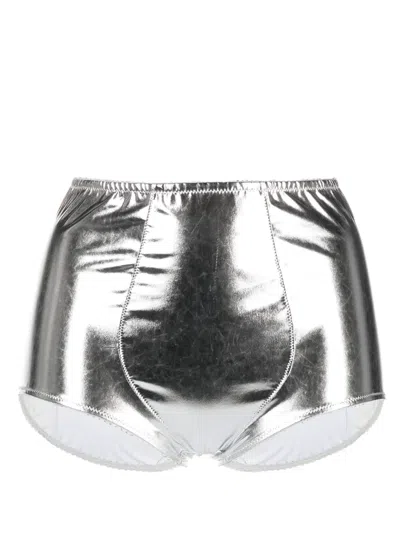 Dolce & Gabbana Metallic-effect Stretch Briefs In Silver