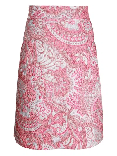 Pre-owned Dolce & Gabbana Metallic-finish Jacquard Skirt In Pink