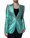 Dolce & Gabbana Metallic Green Single Breasted Blazer Jacket In Green