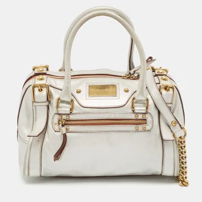 Pre-owned Dolce & Gabbana Metallic Grey Leather Miss Easy Way Satchel In Gray