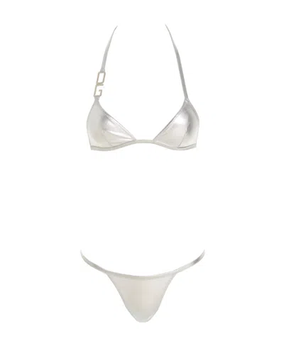 DOLCE & GABBANA DOLCE  GABBANA LOGO PLAQUE HALTERNECK BIKINI SET