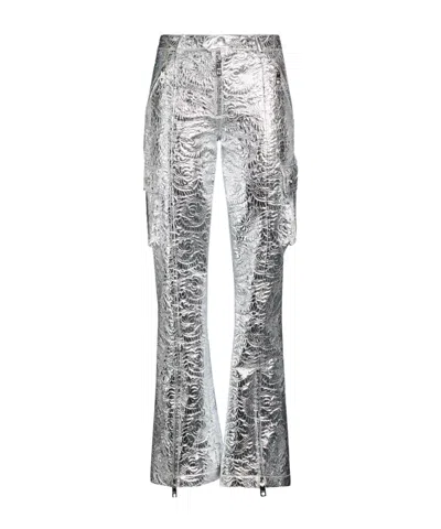Dolce & Gabbana Metallic Jacket-style Pants In Silver