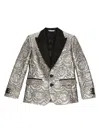 Dolce & Gabbana Single-breasted Jacket In Laminated Jacquard In Silver