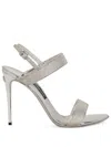 Dolce & Gabbana Embellished Satin Keira Mini Sandals With 10.5 Cm Heel Height In Gray