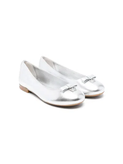 Dolce & Gabbana Kids' Metallic Leather Ballerina Shoes In Silver