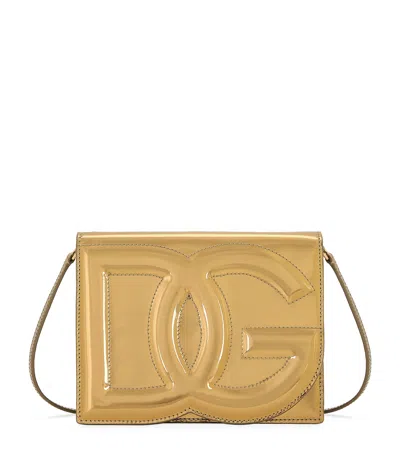 DOLCE & GABBANA METALLIC LEATHER LOGO CROSS-BODY BAG