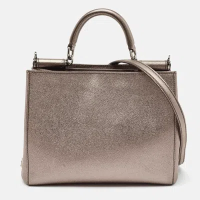 Pre-owned Dolce & Gabbana Metallic Leather Sicily Tote