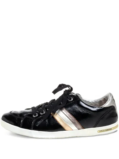 Pre-owned Dolce & Gabbana Metallic Leather Sneakers