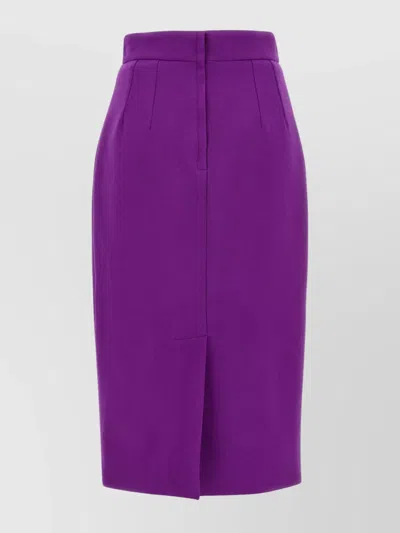 DOLCE & GABBANA METALLIC LOGO SKIRT FRONT SLIT HIGH WAIST