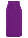 Dolce & Gabbana Metallic Logo Skirt Front Slit High Waist In Purple