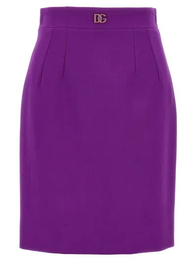 Dolce & Gabbana Metallic Logo Skirt In Purple