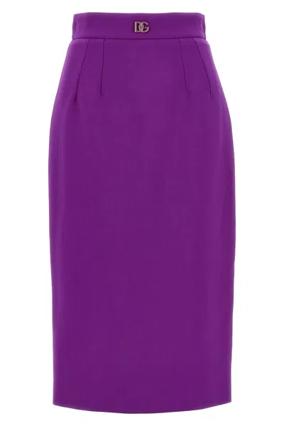 DOLCE & GABBANA METALLIC LOGO SKIRT