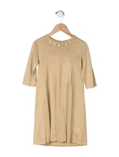 Pre-owned Dolce & Gabbana Babies' Metallic Long Sleeve Dress W/tags In Gold