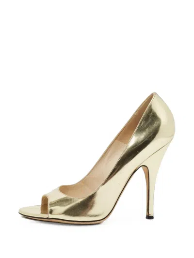 Pre-owned Dolce & Gabbana Metallic Open-toe Pumps In Gold