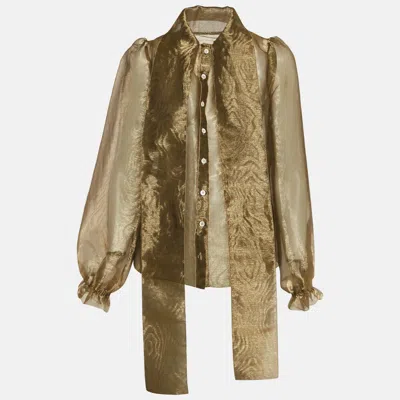 Pre-owned Dolce & Gabbana Metallic Organza Sheer Blouse S