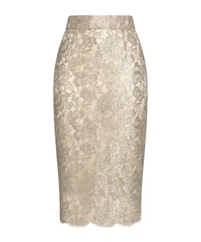 Dolce & Gabbana Metallic Pencil Skirt In Neutral