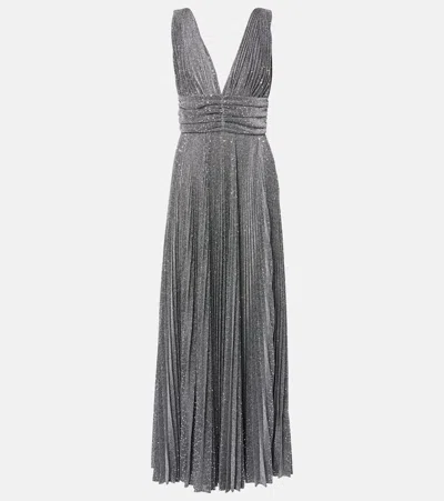 DOLCE & GABBANA METALLIC PLISSÉ COCKTAIL DRESS