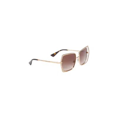 Dolce & Gabbana Metallic Print Sunglasses For Women In Brown
